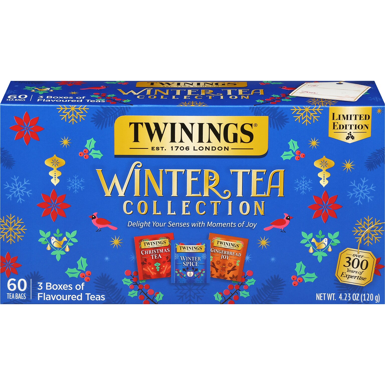 Twinings Limited Edition Winter Tea Collection Gift Box, 20 Tea Bags/Box, 3 Boxes/Pack (F16399)