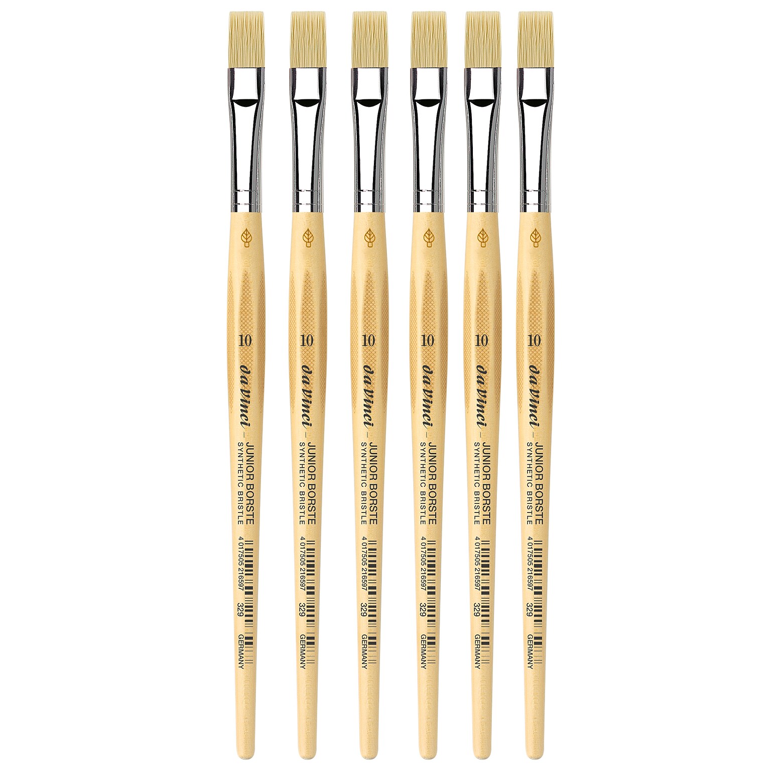 da Vinci JUNIOR Mixed Media Synthetic Bristle, Flat Brush, 6/Bundle (DVXVA32910-6)