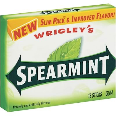 Wrigleys Slim Pack™ Gum; Spearmint; 15 Sticks/Pack, 10 Packs/Box