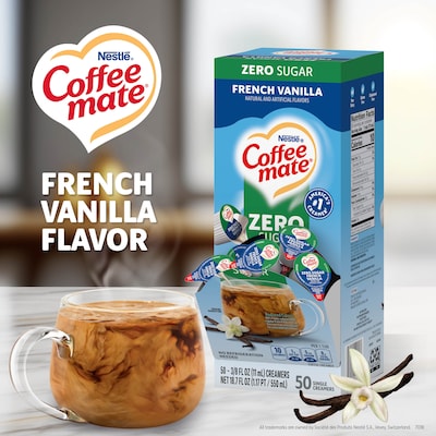 NESTLE COFFEE MATE Coffee Creamer Sugar-Free French Vanilla Flavor, Liquid Creamer Singles, 0.375 fl oz, 50 Count