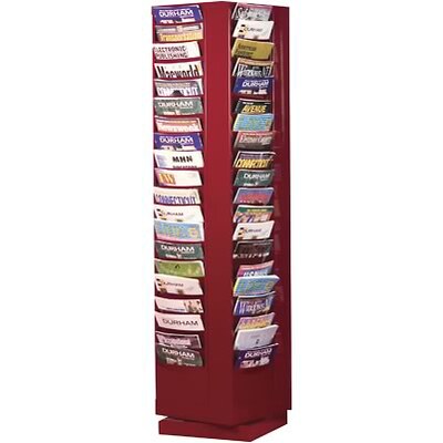 Durham® Swivel-Style Steel Literature Organizer; Burgundy, 80 Pocket, 59Hx14-1/8Wx14-1/8D