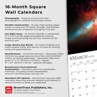 2026 BrownTrout Astronomy 12" x 12" Monthly Wall Calendar (9798330707546)