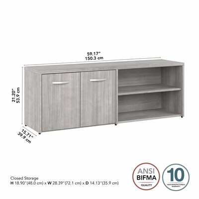 Bush Business Furniture Studio A 21" Low Storage Cabinet with 4 Shelves and Doors, Platinum Gray (SDS160PG-Z)