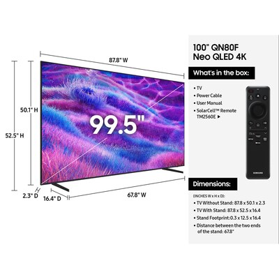Samsung Neo QN80F 100" Smart QLED 4K UHD AI Enabled TV (QN100QN80FFXZA)