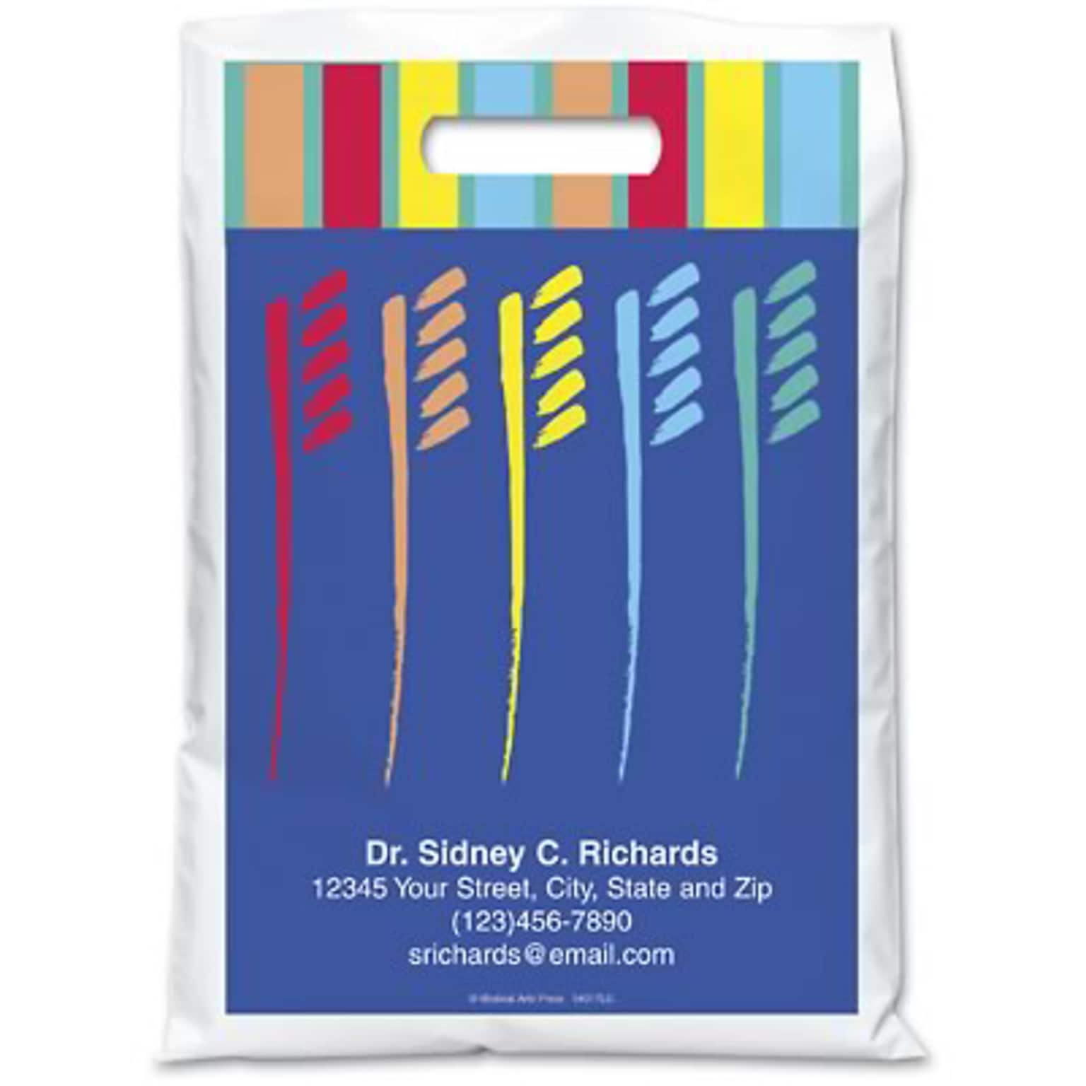 Medical Arts Press® Dental Personalized Full-Color Bags; 9x13, Large Toothbrushes, 100 Bags, (54017)