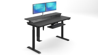VersaDesk PowerLift Split-Level 60"W Electric Rectangular Adjustable Standing Desk, Black (PL2SD6030-BB)