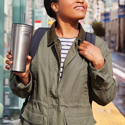 Thermos Icon Stainless Steel Vacuum Insulated Cold Tumbler with Straw, 24 oz., Matte (IS1112MS4)