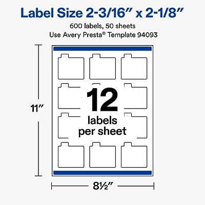 Avery Laser/Inkjet Lip Balm Labels, 2-3/16" x 2-1/8", White, 600 Labels/Box (19479370674)