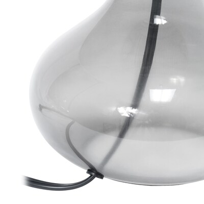 Simple Designs Glass Raindrop Table Lamp Fabric Shade, Smoke Gray with White Shade (LT2063-SMW)