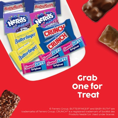 Butterfinger, CRUNCH, Baby Ruth, Nerds, SweetTarts, Snack Size Halloween Candy Variety Pack, 2.8lbs., 160 Pieces (XUS71921)