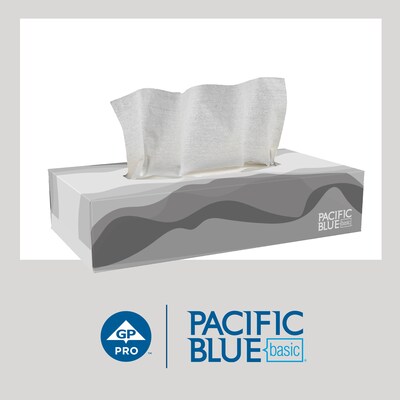 Pacific Blue Basic Facial Tissue, 2-ply, 100 Tissues/Box, 30 Boxes/Pack (47410)