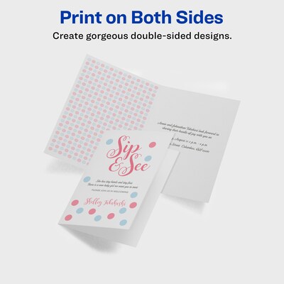 Avery Half-Fold Greeting Cards with Envelopes, 5.5" x 8.5", Matte White, Inkjet, 30/Pack (08316)