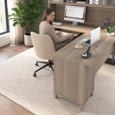 Bush Home Somerset 72"W L Shaped Computer Desk with Hutch, Ash Gray (SET001AG)
