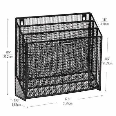 Mind Reader 3-Pocket Metal Mesh Mountable Wall File, Letter Size, Black (WAFIST3-BLK)