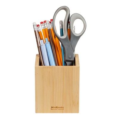 Mind Reader Wood Pen Cup Holder, Brown (BMPEN-BRN)
