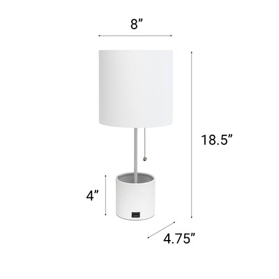 Creekwood Home 18.5" LED Table Lamp with USB Port, White (CWT-1007-WH)