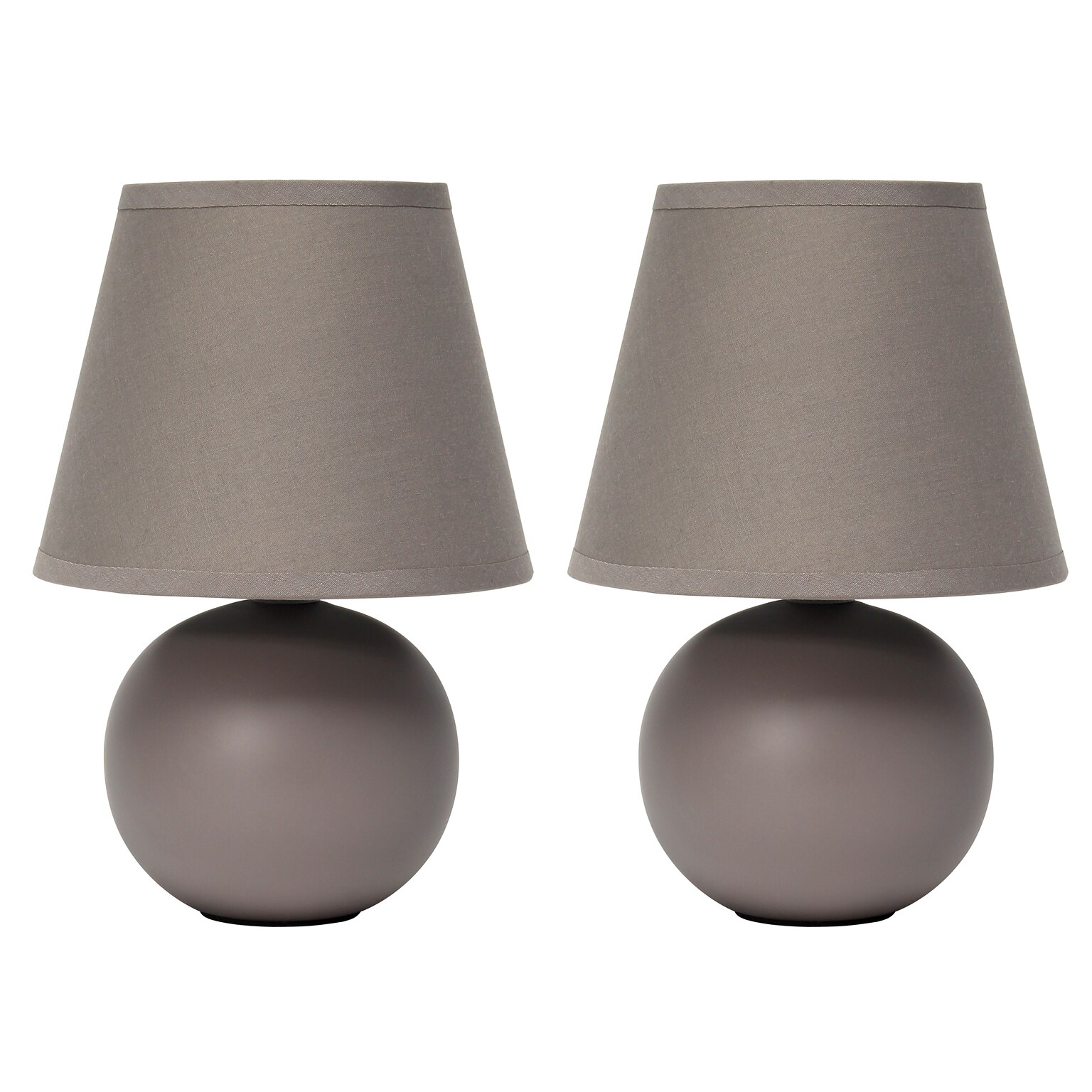 Creekwood Home Nauru 8.66 Traditional Petite Ceramic Orb Base Bedside Table Desk Lamp, Gray, 2/Pack (CWT-2004-GY-2PK)