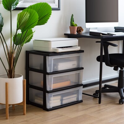 Iris Stackable Wide Chest, 3 Drawer, Black, 2/Pack (380026)