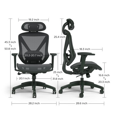 Union & Scale™ FlexFit™ Dexley Ergonomic Mesh Swivel Task Chair, Black (UN56946)