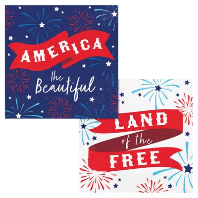 Say Hooray! Lady Liberty Fourth of July Disposable Paper Plates and Napkins Set, 48/Pack (DTC9636E2G)