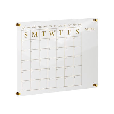 Martha Stewart Grayson Acrylic Gold Print Dry Erase Wall Calendar with Notes, 24 x 18 (BRAC4560GDC