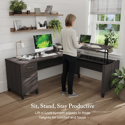 Bush Furniture Somerset 72"W 3 Position Sit to Stand L Shaped Desk, Storm Gray (SET014SG)