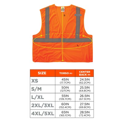 Ergodyne GloWear 8215BA High Visibility Sleeveless Safety Vest, ANSI Class R2, Orange, S/M (21063)