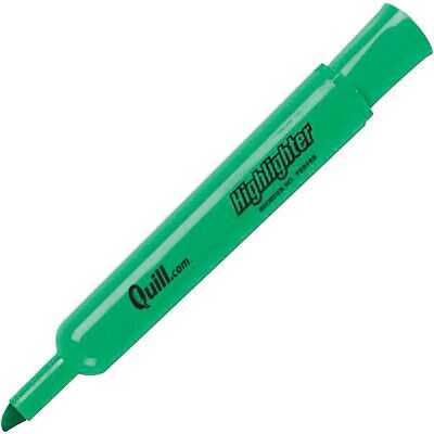 Quill Brand® Tank Style Highlighters, Chisel Tip, Fluorescent Green, Dozen (12284-QCC)