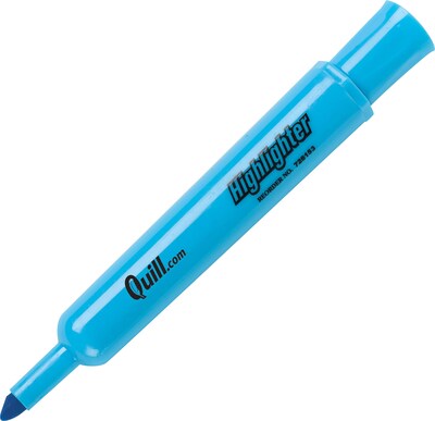 Quill Brand® Tank Style Highlighters, Chisel Tip, Fluorescent Blue, Dozen (12292-QCC)