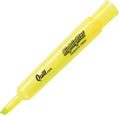 Quill Brand® Tank Style Highlighters, Chisel Tip, Fluorescent Yellow, Dozen  (10401-QCC)