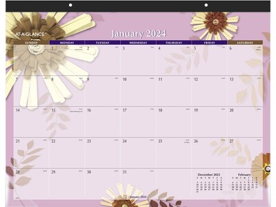 2024 AT-A-GLANCE Paper Flowers 21.75 x 17 Monthly Desk Pad Calendar (5035-24)