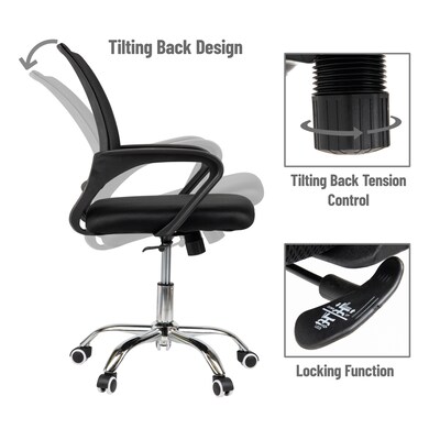 Mind Reader Ergonomic Mesh Swivel Computer and Desk Chair, Black (OFFCHAIR-BLK)
