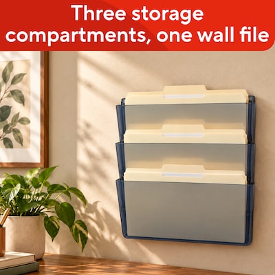 TRU RED Unbreakable 3-Pocket Plastic Letter Wall File, Smoke – Durable Wall-Mounted Organizer for Mail, Documents & Daily Filing