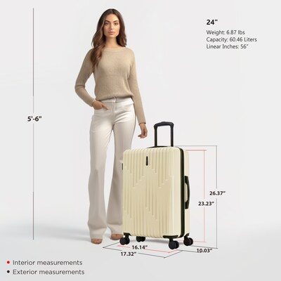 InUSA Drip 24" Hardside Suitcase, 4-Wheeled Spinner, TSA Checkpoint Friendly, Sand (IUDRI00M-SAN)
