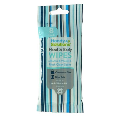 Handy Solutions Moist Hand and Body Wipes Travel Pack, 12 Packs/Traypack, 12 Traypacks/Carton