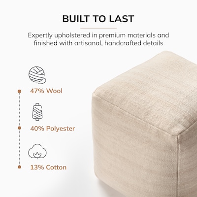 Anji Mountain Mojave Ivory Fabric Square Pouf Ottoman (AMBPF186-1818)