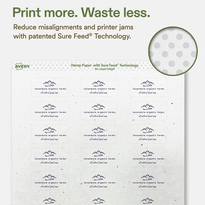 Avery Hemp Rectangle Laser/Inkjet Multipurpose Labels, 1" x 2", Off-White (192/Pack)