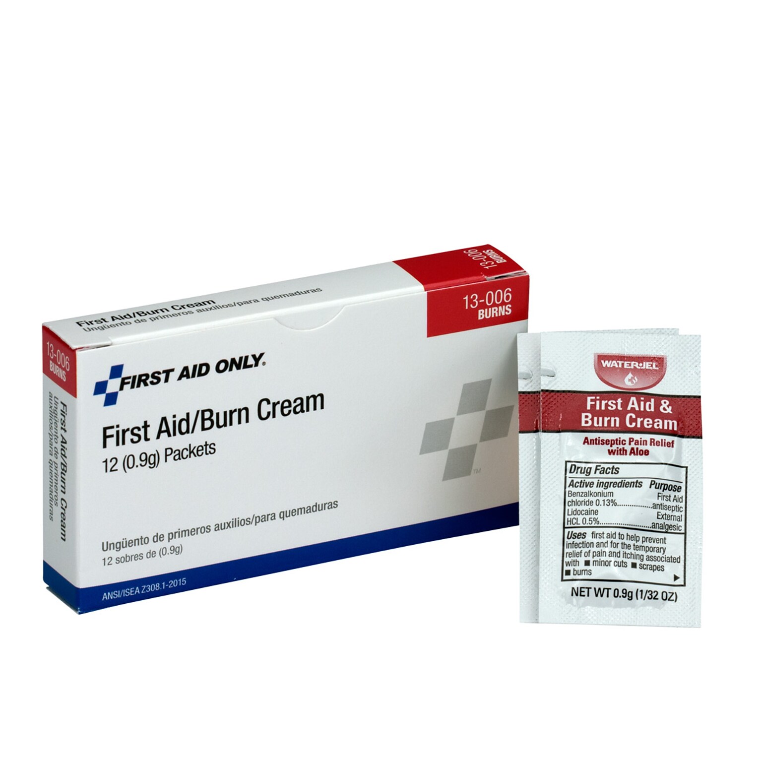 First Aid Only 0.13% Benzalkonium Chloride Antiseptic Burn Cream, 12/Box (13-006)