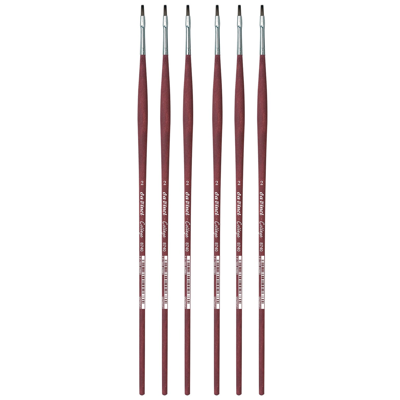 da Vinci COLLEGE Oil and Acrylic Synthetic Bristle, Flat Brush, 6/Bundle (DVXVA87402-6)