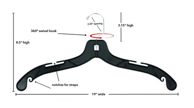 Nahanco 19" Plastic Heavy Weight Dress Hanger, Black, 100/Carton (2900)