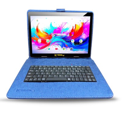 Linsay F10 Series 10.1" Tablet, Wi-Fi, Octa Core, 256GB eMMC, Android 15, with Blue Unique Oracle Keyboard Case & Briefcase