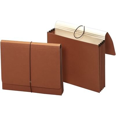 Quill Brand® 100% Recycled Expanding Wallets, Flap and Cord Closure, Letter Size, Brown, 10/Box (71073GR)
