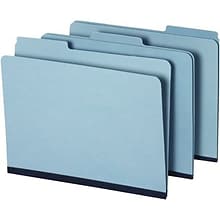 Quill Brand® Heavy-duty Pressboard File Folders, Assorted Tabs, 1/3 Cut , 1 Gusset, Letter Size, Bl