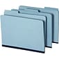 Quill Brand® Heavy-duty Pressboard File Folders, Assorted Tabs, 1/3 Cut , 1" Gusset, Letter Size, Blue, 25/Box (761521R)