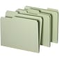 Quill Brand® Heavy-duty Pressboard File Folders, 1/3 Cut, Letter Size, Assorted Tabs, 2" Gusset, Light Green, 25/Box (713234R)