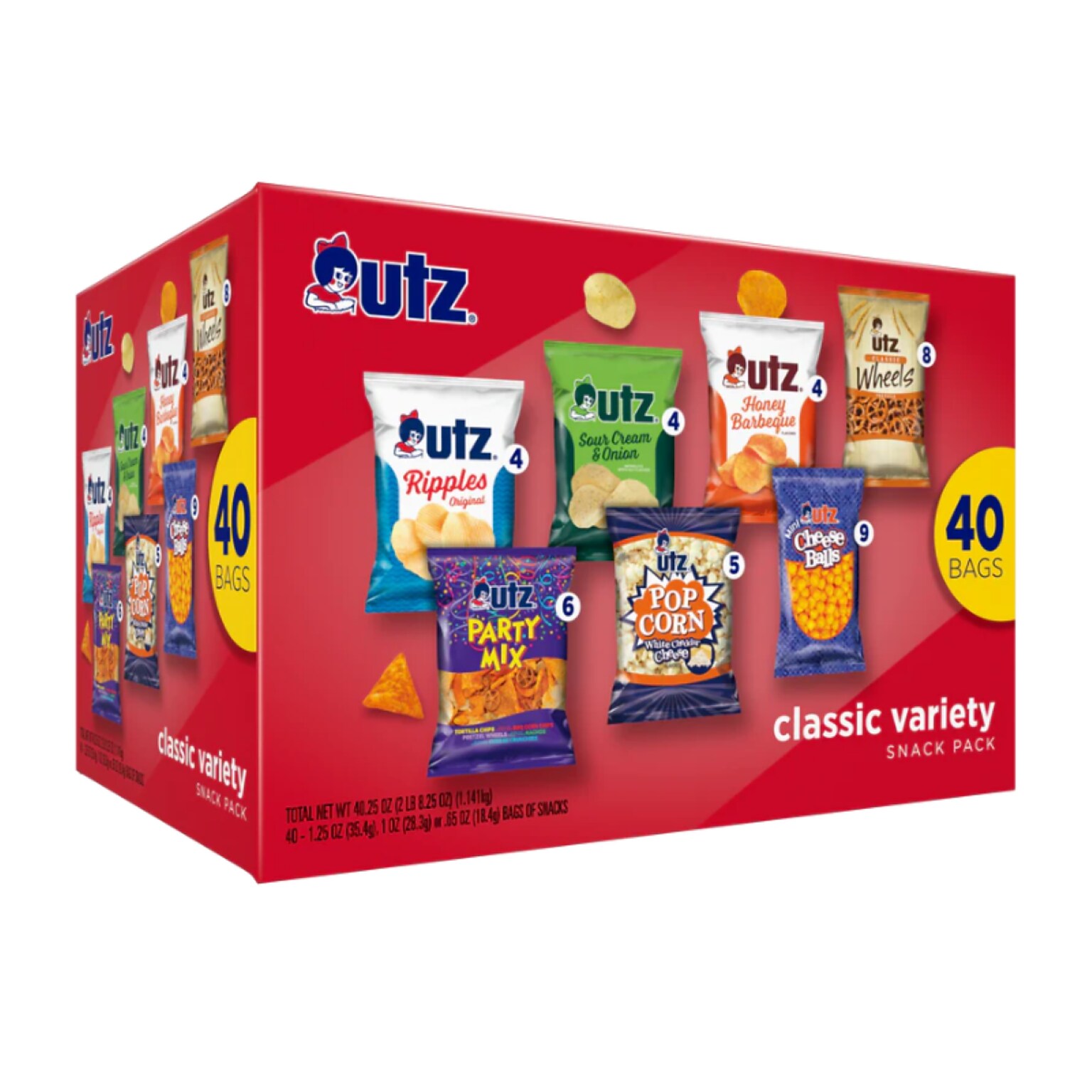 UTZ Classics Variety Snack Pack, 40 Bags/Box (UQF35165)