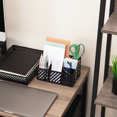 Mind Reader 5-Compartment Metal Desk Organizer, Black (MOSORG-BLK)