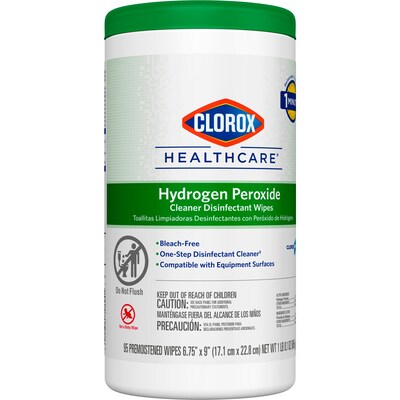 Clorox Healthcare Hydrogen Peroxide Cleaner Disinfectant Wipes, 95 Wipes/Canister, 6/Carton (30824)