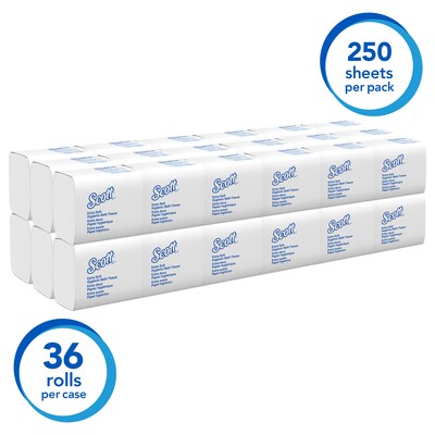 Scott Cotton Z-Fold Toilet Paper, 2-ply, White, 250 Sheets/Pack, 36 Packs/Carton (48280)