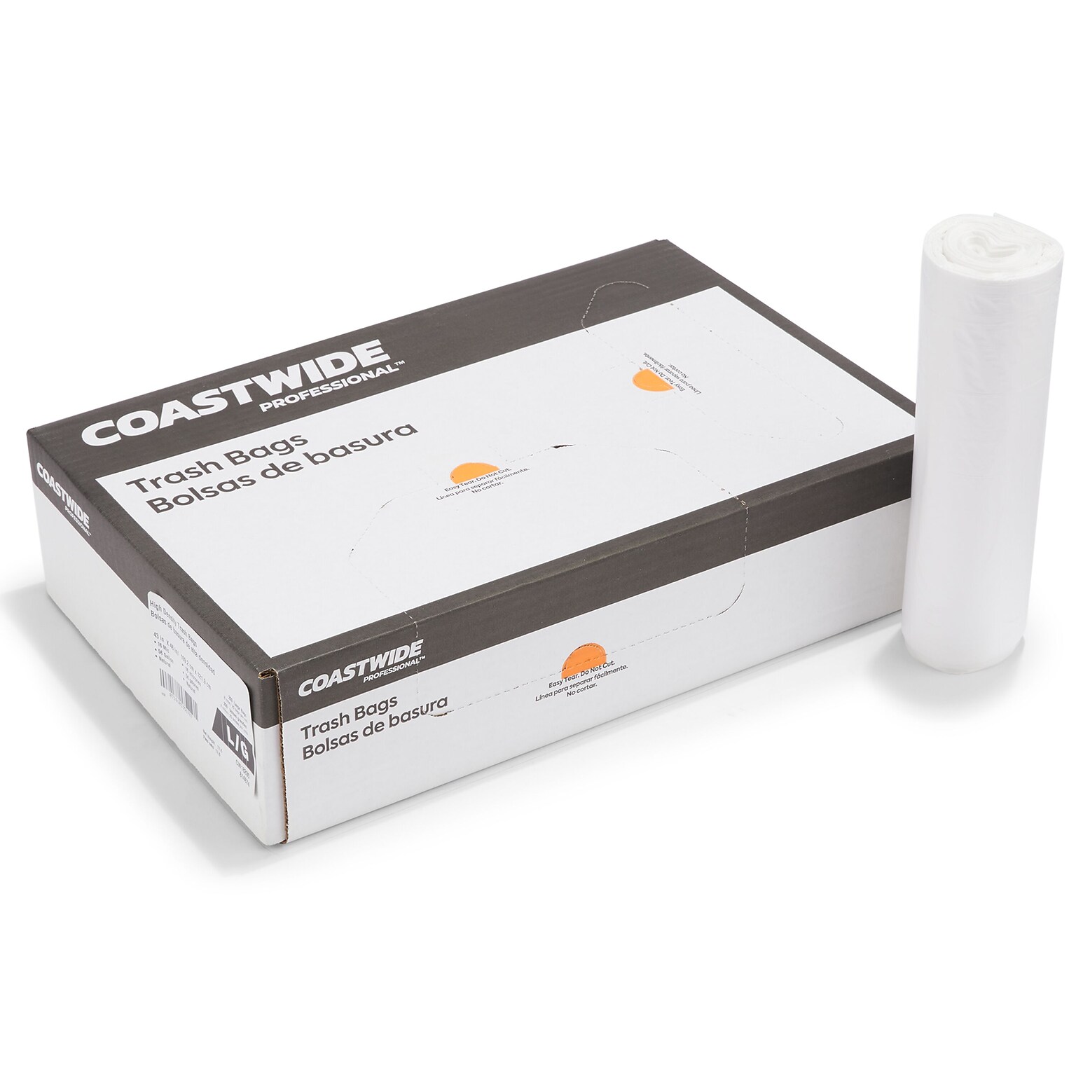 Coastwide Professional™ 50-56 Gallon Trash Bag, 43 x 48, High Density, 16 mic, Natural, 200 Bags/Box (CW18205)